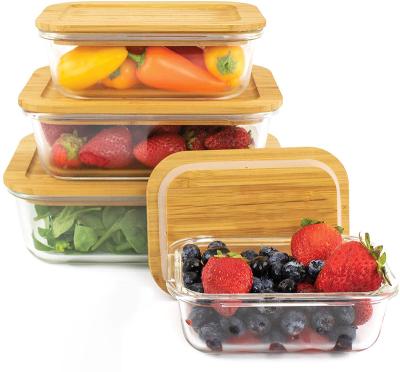 China Premium Eco-Friendly High Borosilicate Glass Lunch Box Outdoor Freshness Preservation Grade Picnic Food Sandwich Container With Bamboo Lid for sale