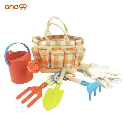 China One99 Kindergarten Tool Kit Custom Garden Tool Kit Bag Designed For Kids Include Tote Bag Spade Watering Can Rake Fork Trowel for sale