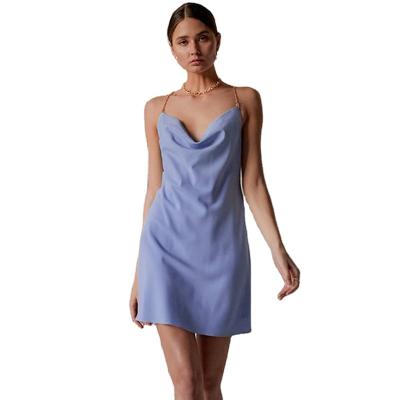 China Blue Breathable Short Sleeveless Club Casual Mini Dress New Arrivals Sexy Dress Dress for sale