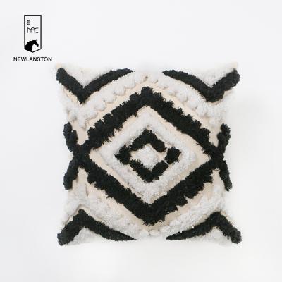 China Viable Black And White Pillow Case Sofa Cushion Cover Lumbar Support Art Piece Square Pillow Case Living for sale