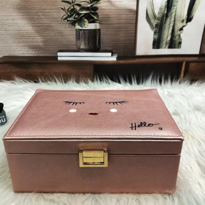 China New Developed Antique Leather Box NLS-8598 S Pink Leather Jewelery Case Travel PU Leather Case Storage Jewelry Box for sale