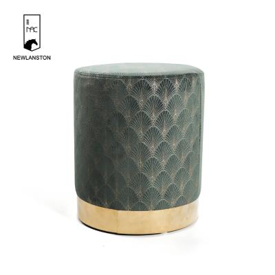 China New Modern Design Every Week Velvet Pet Cat House Ottoman With Gold Round Seated Metal Base Stool for sale