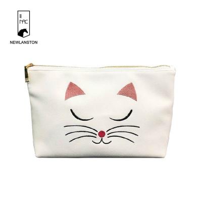 China Eco-Friendly Custom Fashion White Gold Small Zipper Make Up Pocket Single Recycled Cotton Canvas Makeup Cosmetic Bag With Personal Logo for sale