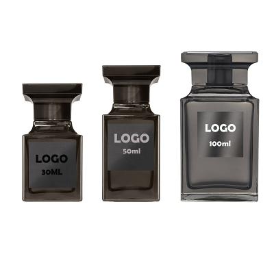 China Perfume Bottles Square Black Matte Empty Luxury Rectangle Crystal Beautiful Perfume Bottles 30ml 50ml 100ml Tom Ford Bottle for sale