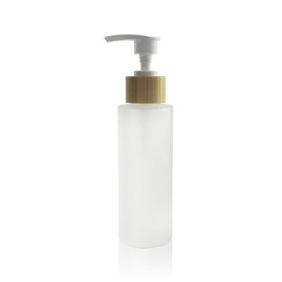 China New Design 100ml 120ml 150ml Empty Bamboo Personal Care Gel Glass Lotion Pump Bottle for sale