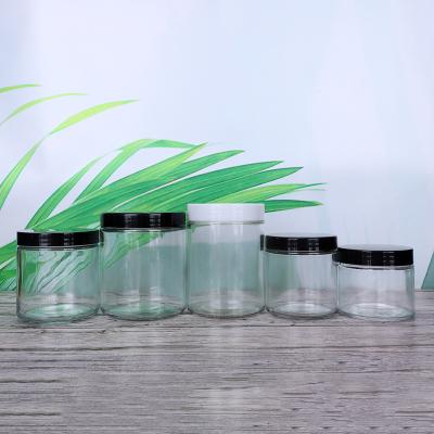 China Minimalist 150ml 180ml 230ml 300ml 500ml round food candy glass container jars envases hermetico de vidrio for sale