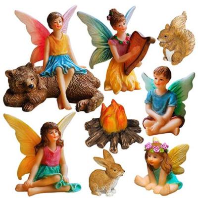 China Hand Painting Fairy Garden Kit With Fairy Statues + Furniture Benches and Chairs for sale