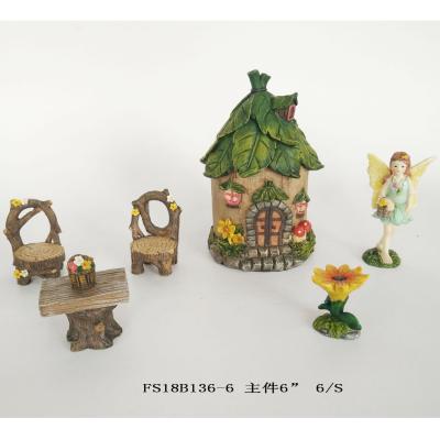 China Europe Resin Mini Garden Decoration Fariy House Table Chairs Miniature Fairy Garden House for sale