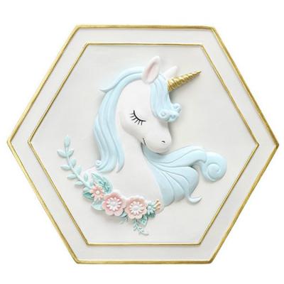 China Europe Nordic Soft Decoration Unicorn Wall Hanging Home Hotel Resin Decoration Craft Creative Gift for sale