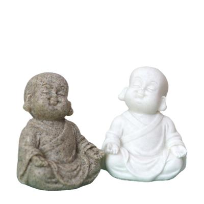 China China Cute For Home Car Dash Decor 2.5 Inch Sandstone Poly Monk Buddha Height Statue for sale