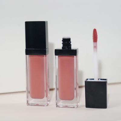 China Moisturizing popular black nude semi matte lip gloss tube vegan cosmetics vendor private label lip gloss for sale