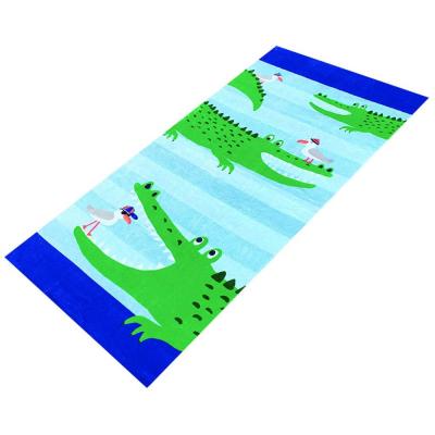 China Compressed Premium 1-7 Years Hooded Beach Bath Towel Bathrobe For Girls Kids Toddler-crocodile for sale