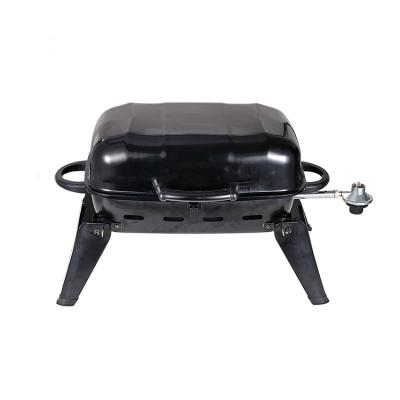 China Portable Outdoor Camping BBQ Gas BBQ Grill Adjustable Size For Picnic Foldable Leg Towel Small Burger BBQ Gas Grill for sale