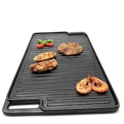 China Sustainable Non-Stick Cast Iron BBW Pan Square Grill Pan Teppanyaki BBQ Cooking Grill Dish for sale