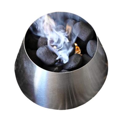 China Easily Cleaned Stainless Steel Charcoal Lighter Holders Block Charcoal Chimney Grill Cone BBQ Accessory Swirl for sale