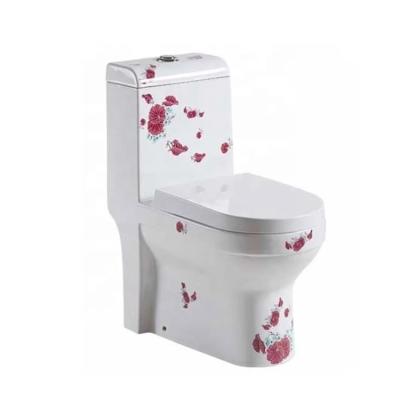 China Double-Flow Reputation A3110 Good Flower Models Red One-Piece Washdown Toilet Sanitary Ware Bathroom Furniture for sale