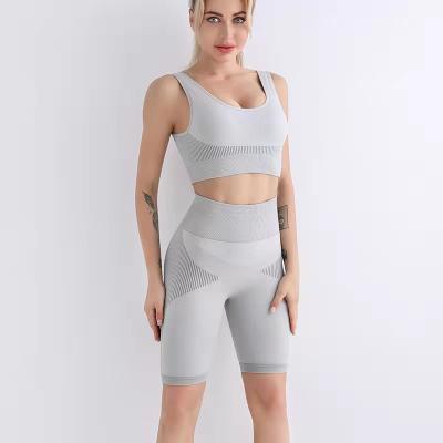 China 2021 Breathable Spring and New Summer Sports Bra Shorts Suit Women's Yoga Clothes Seamless U-neck Tight Underwear for sale