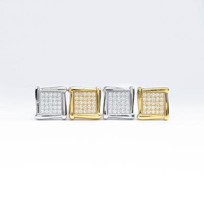 China Luxury Hip Hop Luxury Jewelry Iced Out Square Gold VVS Moissanite Earring In White Square Stud Earrings 925 Sterling Silver for sale