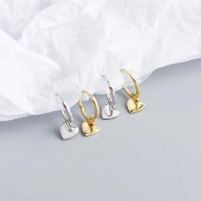 China Hiphop Hiphop 925 Silver Hoop Earrings Heart Silver Drop Earring For Women Huggie Earrings for sale