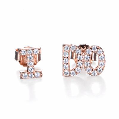 China Hiphop Shape Me DONT 925 Silver Earrings Ice Out Crystal Wedding Earrings CZ Stone Women Engagement Earrings for sale