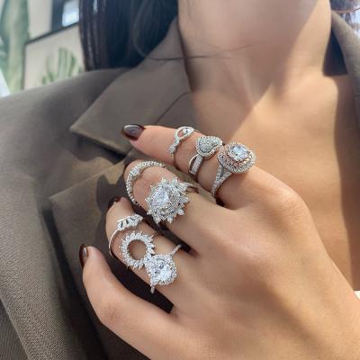 China The Other 2021 Fashion 925 Sterling Silver Rings Iced Out Bling Diamond Women's Ring for sale