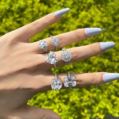 China Other New Design 925 Sterling Silver Rings Women's Big Zircon Ring With Diamond 925 Silver for sale