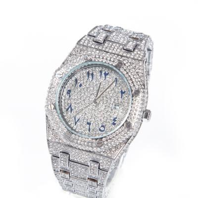 China Automatic Date Fashion Hip Hop Jewelry For Women Iced Out Watch Waterproof Full Diamond Dial Watch Rhinestone Quartz Wrist Calendar Watch for sale