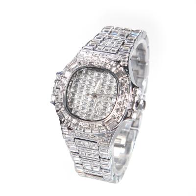 China Automatic Date Fashion Hip Hop Jewelry For Women Iced Out Baguette Diamond Watch Full Waterproof Rhinestone Quartz Watch Wristwatch for sale