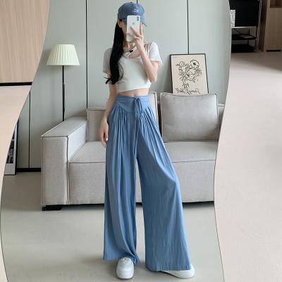 China Anti-Wrinkle Plus Size Wide-Leg Pants Women's Casual Pants Breathable Lightweight Straight Leg Pants For Women for sale