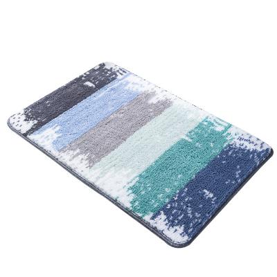 China Art Decor Nordic Multicolor Bathroom Floor Mat Multi Line Creative Absorbent Non-Slip Decorative Mat Bedside Floor Mat for sale