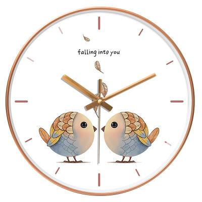 China Birds Antique Series Style Non-ticking Wall Clocks 10 Inch Silent Quartz Battery Operated Classic Decor Scenic Living Room Wall Clock for sale