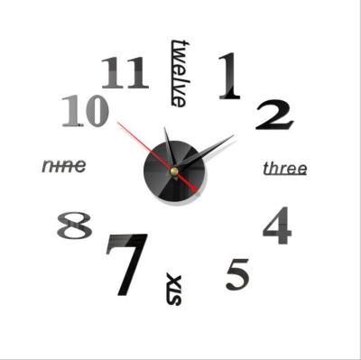 China 3D DIY style antique mirror outdoor acrylic wall clock creative large size simple design wall decor clocks wall clock living room for sale