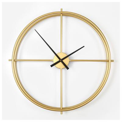 China Living Room NO--Tick Statistical Style Metal Double Circle Wall Clock Antique Simple Nordic Home Decor Silence Luxury Style Wall Clock for sale