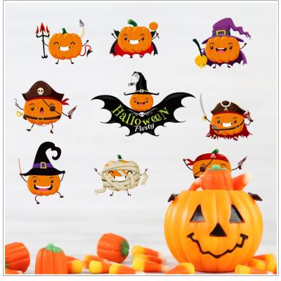 China Wall Art Decor Murals Pub Bar Indoor Room Shop Window Decals Home Decor PVC Art Decor Cartoon Pumpkin Halloween Wall Stickers for sale