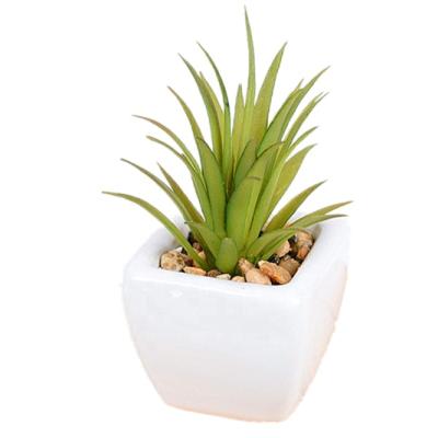 China Eco-friendly Mini Artificial Succulent Plants in White Ceramic Pots Mini Assorted Green Faux Succulent Planter for Home Deco for sale