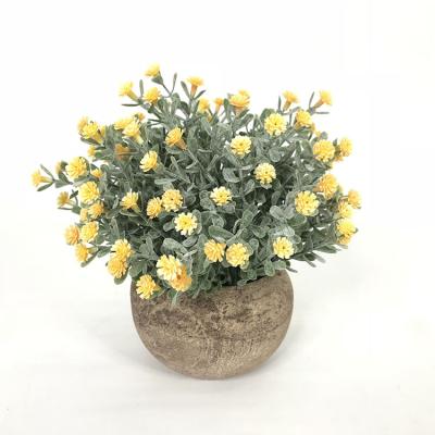 China Art Decor Mini Artificial Potted Plants Fake Babysbreath in Pulp Pots Small Indoor Plants for Home Decor 6 Colors for sale