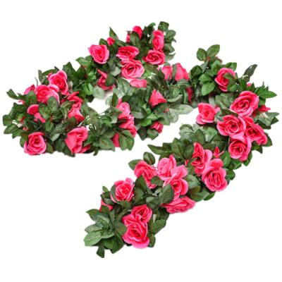 China Hot Selling Eco-friendly Fake Rose Rattan Artificial Plant Rose Home Office Decoration Artificial Flower, 16 Flowers for sale