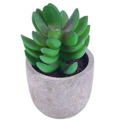 China Unique Fake Fresh Mini Plants Green Grass Eco-friendly Artificial Plastic Flower In Gray Pot For Home Decor for sale