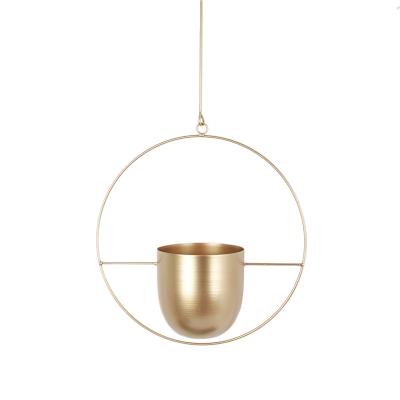 China Creative Contemporary Nordic Style Crafts Ornaments Round Iron Metal Sight Metal Hanging Vase for Home Decoration, 5 Colors for sale