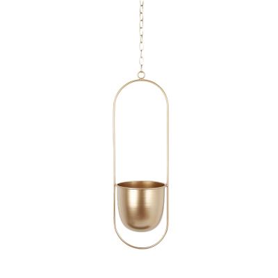 China Contemporary Nordic Style Creative Crafts Ornaments Iron Metal Frame Oval Hanging Vase for Home Decoration, 5 Colors for sale