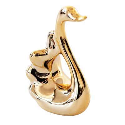 China Art Decor Golden swam Ring Holder Ring Storage for Jewelry Engagement Wedding Ring Display Holder Stand Trinket Trays for sale