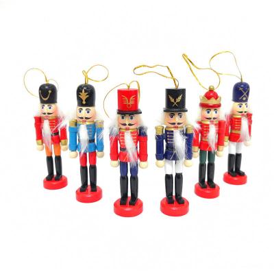 China Small Kids Style Christmas Wooden Nutcracker Toys Traditional Creative Home Office Decoration Ornaments Set of 6 for sale