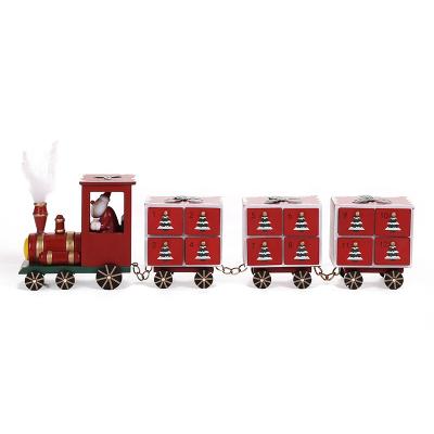 China Christmas traditional creative style wooden train house decoration ornaments children's toys decoration desktop Christmas gift for sale