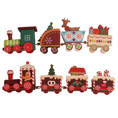 China Christmas traditional creative style wooden train house decoration ornaments children's toys desktop decoration for sale