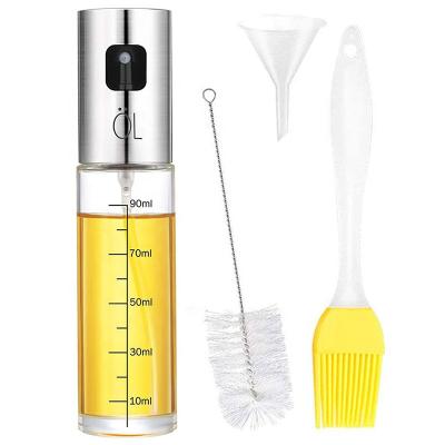 China Fixed Measuring Capacity Regulating Press Up Stainless Steel Glass Bottle Cooking Oil Bottles Oil Vinegar Soil Sauce Dispenser With Accessory for sale