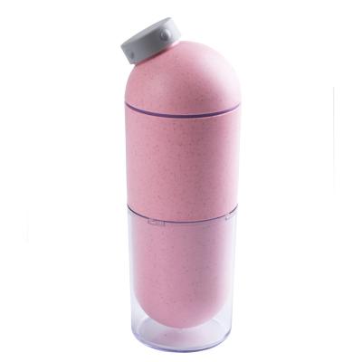 China Sustainable Sports Camping Canteen 350ml - Easy To Clean And Store Wheat Straw And PP Plastic Water Bottles With Cup for sale