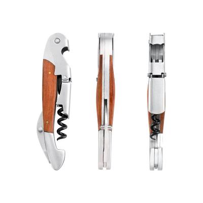 China Wholesale Custom Viable Black LOGO Multifunction Light Rosewood Decoration Stainless Steel Corkscrew Wine Bottle Opener Wine Opener for sale