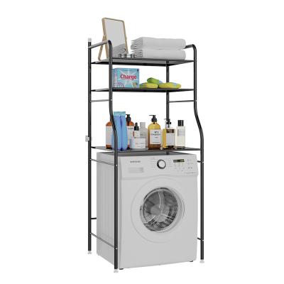 China Multi-Functional Easy To Assemble Floor Stand For Bathroom Toilet Laundry Washing Machine Metal Rack Storage Dryer Tower for sale