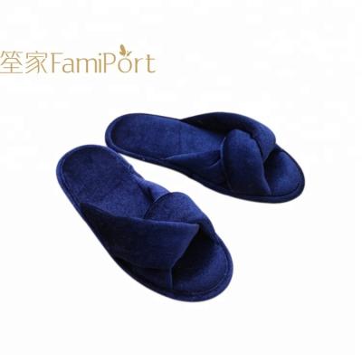 China Velvet Indoor Fancy Open Toe Slippers Anti-odor Ladies Unisex Sleep Slippers for sale