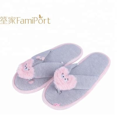 China The Anti-odor Heart Embroidery Thong Indoor Slippers The Flip Flop Family for sale